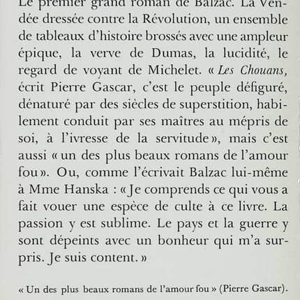 Les Chouans - Honoré de Balzac - Roman historique de la Comédie humaine en livre d'occasion - Livre