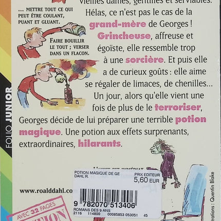 La Potion magique de Georges Bouillon – Roald Dahl – roman jeunesse, humour, aventure fantastique, potion magique, enfance - Livre