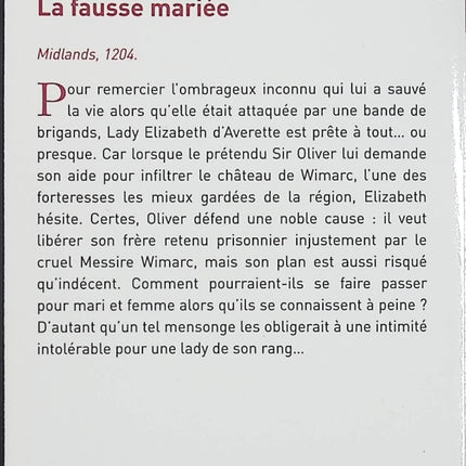 La fausse mariée – Margaret Moore – Romance historique médiévale et mariage forcé en Angleterre - Livre