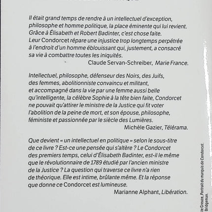 Condorcet, 1743-1794 - Un intellectuel en politique - Élisabeth Badinter et Robert Badinter - Biographie historique d’occasion sur les Lumières et la Révolution française - Livre
