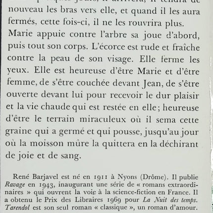 Tarendol – René Barjavel | Roman d'amour bouleversant sur fond de Seconde Guerre mondiale - Livre
