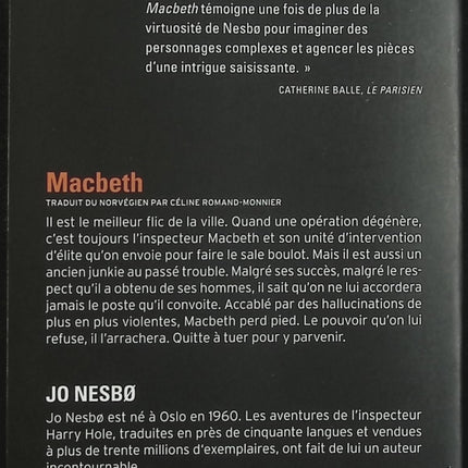 Macbeth – Jo Nesbø – Polar nordique inspiré de Shakespeare – Thriller policier – Folio Policier - Livre