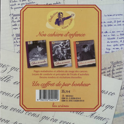 Nos cahiers d’enfance Coffret en 3 volumes – Cahiers de récitations, Cahiers de cancres, Cahiers de morales – Rachel Grunstein, Henri Mérou, Jérôme Pecnard – Souvenirs d’école, école d’autrefois, récitations, morale et enfance - Livre