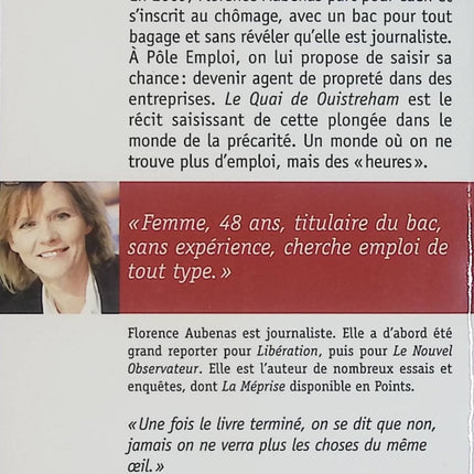 Le Quai de Ouistreham – Florence Aubenas – Enquête journalistique et témoignage social – Livre d'occasion - Livre