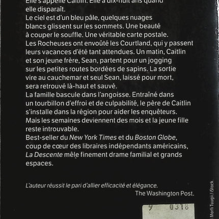 La Descente – Tim Johnston – Thriller psychologique – Disparition dans les Rocheuses – Polar - Livre