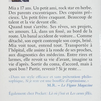 Si je reste - Gayle Forman | Roman jeunesse émotion et drame d'occasion | Amour, famille, musique, choix de vie, littérature adolescente, Pocket Jeunesse - Livre