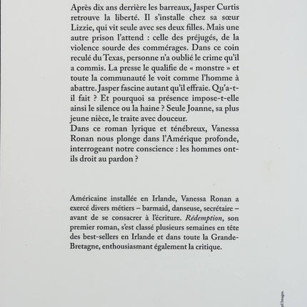 Rédemption – Vanessa Ronan – Roman noir psychologique et thriller dramatique - Livre