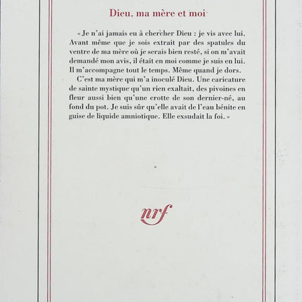 Dieu, ma mère et moi – Franz-Olivier Giesbert – Roman autobiographique sur la famille et la spiritualité - Livre