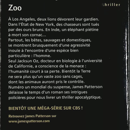 Zoo – James Patterson – Thriller catastrophe, animaux sauvages, suspense et survie - Livre