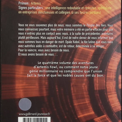 Artemis Fowl Tome 4 – Opération Opale – Eoin Colfer – Roman jeunesse – Fantasy, fées et aventure - Livre