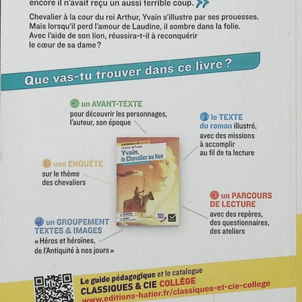 Yvain, le Chevalier au Lion – Chrétien de Troyes – Classiques & Cie Collège – Moyen Âge - Livre