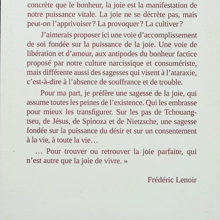 La puissance de la joie – Frédéric Lenoir – essai de développement personnel et philosophie du bonheur - Livre