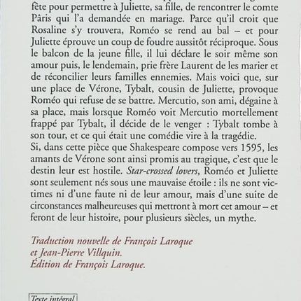 Roméo et Juliette – William Shakespeare – Tragédie classique – Théâtre anglais – Histoire d’amour mythique – Littérature classique - Livre