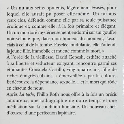 La bête qui meurt - Philip Roth - Roman contemporain d'occasion - Livre