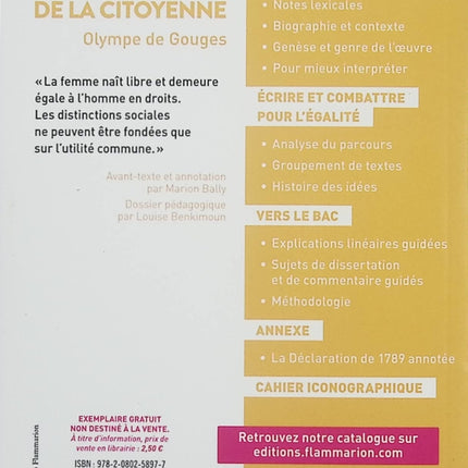 Déclaration des droits de la femme et de la citoyenne – Olympe de Gouges – Texte fondateur féministe (Étonnants Classiques) - Livre