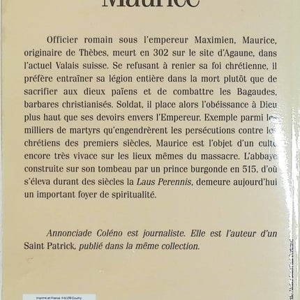 Saint Maurice - Annonciade Coleno - Biographie historique d’un saint martyr occasion - Livre