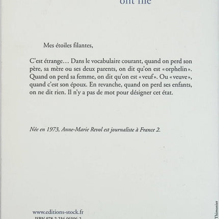 Nos étoiles ont filé – Anne-Marie Revol – témoignage bouleversant sur le deuil parental et l’amour familial - Livre
