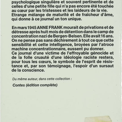 Journal – Anne Frank – témoignage historique de la Seconde Guerre mondiale et de la Shoah - Livre
