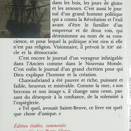 Mémoires d’outre-tombe Tome 1 – François-René de Chateaubriand – Autobiographie romantique – Classique littérature française – XIXe siècle - Livre