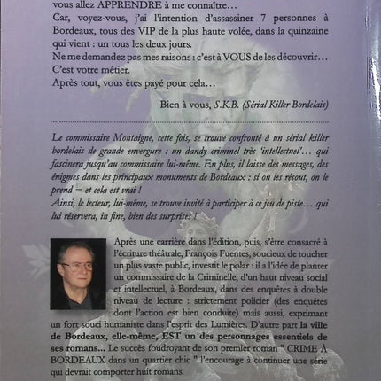 Terreur à Bordeaux - Tome 2 - François Fuentes - Roman policier - Polar bordelais - Enquête - Serial Killer - Meurtres - Bordeaux - Livre