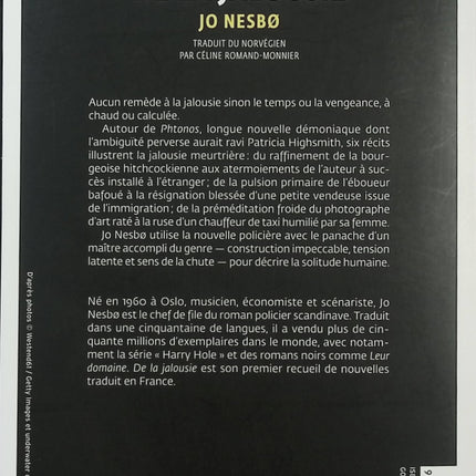 De la jalousie - Jo Nesbø - Nouvelles policières - Thriller - Polar nordique - Crimes - Vengeance - Livre