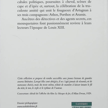Les Trois Mousquetaires – Alexandre Dumas – Roman d’aventure classique – D’Artagnan, Athos, Porthos, Aramis - Livre