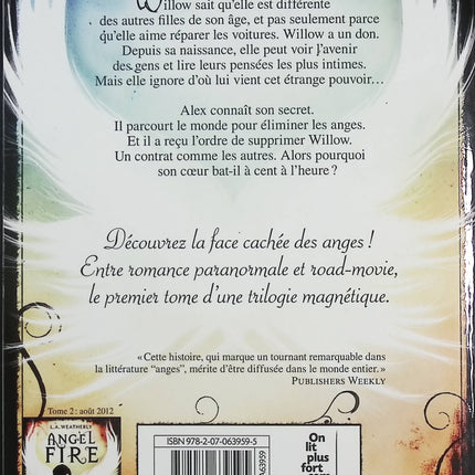 Angel – Tome 1 – L. A. Weatherly – Roman fantastique jeunesse – romance paranormale et chasse aux anges - Livre
