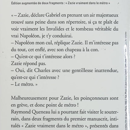 Zazie dans le métro – Raymond Queneau – Roman français, humour, langage et littérature classique - Livre