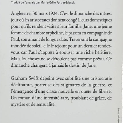 Le Dimanche des mères – Graham Swift – Roman historique, amour et secrets - Livre