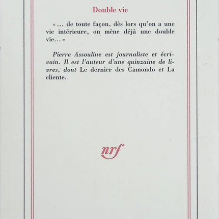 Double vie – Pierre Assouline – Roman sur la mémoire, l’identité et les secrets familiaux - Livre