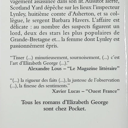 Le Lieu du crime – Elizabeth George – Inspecteur Lynley – Polar britannique – Meurtre et suspense - Livre