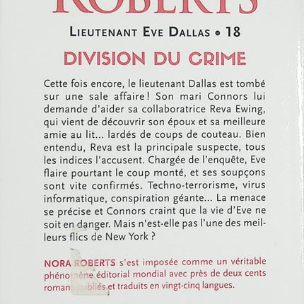 Division du crime – Nora Roberts – Lieutenant Eve Dallas – Roman policier et thriller futuriste - Livre
