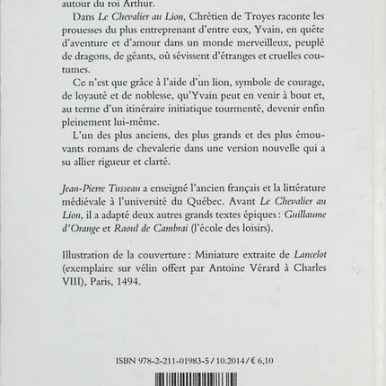 Yvain, le Chevalier au lion – Chrétien de Troyes – Roman de chevalerie et littérature médiévale - Livre