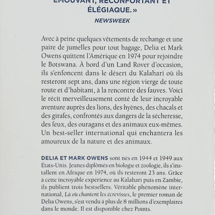 Le Cri du Kalahari – Delia Owens & Mark Owens | Récit d'exploration et aventure au cœur de l'Afrique sauvage - Livre