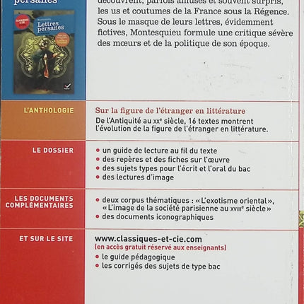 Lettres persanes – Montesquieu – Roman épistolaire et critique des sociétés (Classiques & Cie) - Livre
