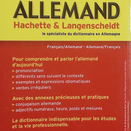Dictionnaire allemand Hachette Langenscheidt – Français-allemand / Allemand-français – Poche – Études et voyage - Livre