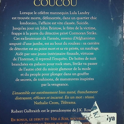 L’Appel du coucou – Robert Galbraith – thriller policier et enquête du détective Cormoran Strike - Livre
