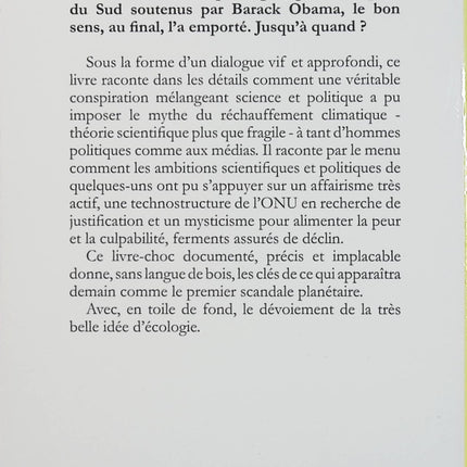 L’Imposture climatique – Claude Allègre – La fausse écologie – Réchauffement climatique et débat scientifique - Livre