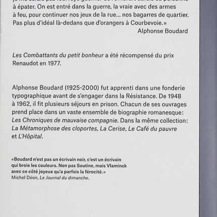 Les combattants du petit bonheur – Alphonse Boudard – Roman autobiographique sur la jeunesse, la rue et la Seconde Guerre mondiale - Livre