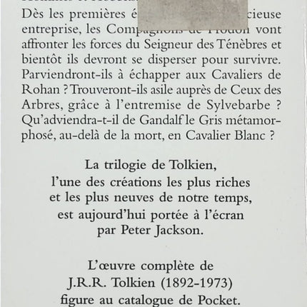 Le Seigneur des Anneaux Tome 2 Les Deux Tours - J.R.R. Tolkien - Fantasy - Sauron - Rohan - Aragorn - Frodon - Livre