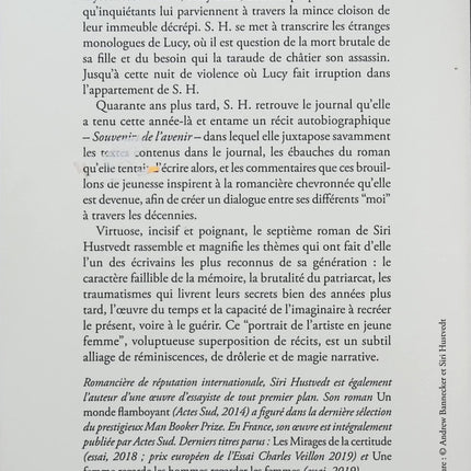 Souvenirs de l'avenir - Siri Hustvedt - Roman américain - New York - Mémoire - Écriture - Féminisme - Livre