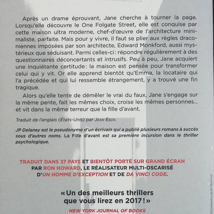 La Fille d’avant – J.P. Delaney – Thriller psychologique, maison mystérieuse et manipulation - Livre