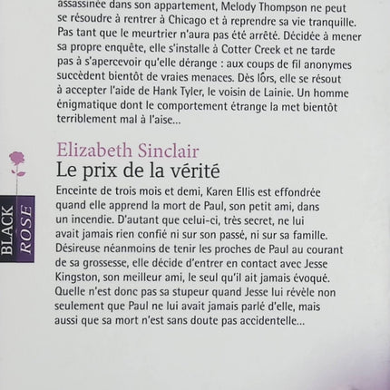 Un mystérieux voisin – Le prix de la vérité – Carla Cassidy & Elizabeth Sinclair – Harlequin Black Rose - Livre