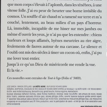 La Boîte noire et autres nouvelles – Tonino Benacquista – Recueil de nouvelles – Livre d'occasion - Livre