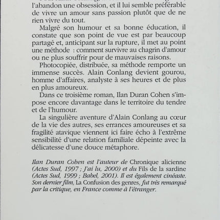 Mon cas personnel – Ilan Duran Cohen – roman contemporain humour amour et rupture - Livre