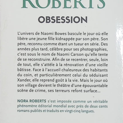 Obsession – Nora Roberts – Thriller psychologique et romance – Tueur en série – Livre d’occasion - Livre