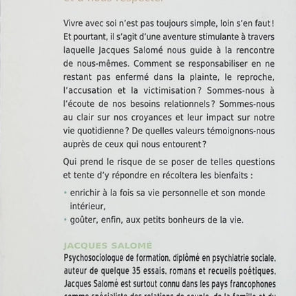 Vivre avec soi – Jacques Salomé – développement personnel, estime de soi et relation à soi-même - Livre