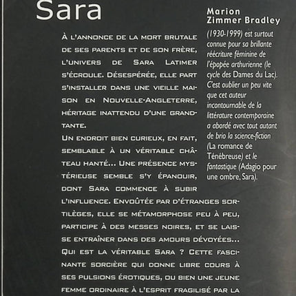 Sara – Marion Zimmer Bradley, roman fantastique et récit initiatique sur la quête de soi, les émotions et les mystères de la vie - Livre