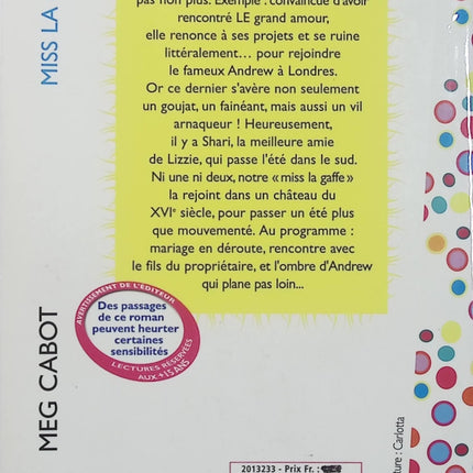 Miss La Gaffe Tome 1 – Un été de choc – Meg Cabot – Roman jeunesse – Humour et aventures - Livre