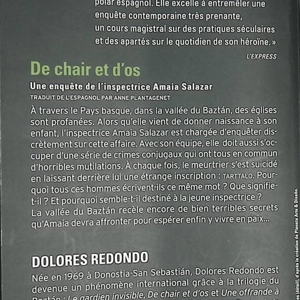 La Trilogie du Baztán, II - De chair et d’os - Une enquête de l’inspectrice Amaia Salazar - Dolores Redondo - Thriller d’occasion au cœur du Pays basque - Livre